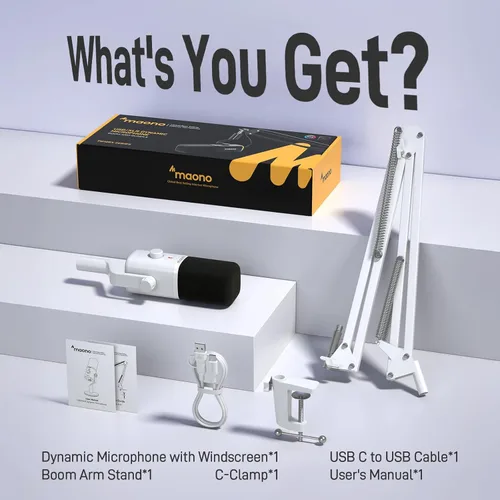 Miniatura 8 de MAONO Kit de micrófono XLR/USB para juegos: micrófono dinámico para PC para transmisión y podcast, soporte de software, botón de silencio, control