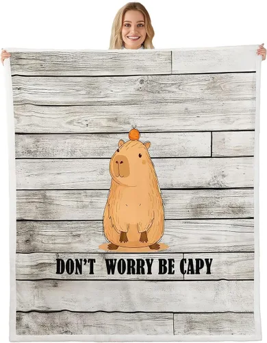 Miniatura 8 de Erosebridal Manta de Capybara de dibujos animados de 40 x 50 pulgadas para niños, bonita manta de vellón marrón Capybaras para niños y niñas, manta