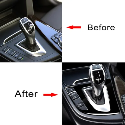 Miniatura 4 de Cubierta del panel de la palanca de cambios del interior del automóvil, accesorios adhesivos para BMW Serie 3 f30 3gt f34 2013-2017 (negro piano)