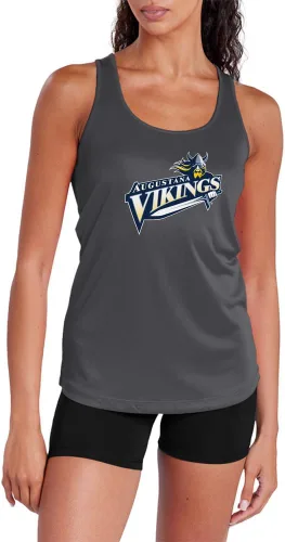 Miniatura 418 de Camiseta deportiva sin mangas oficial de la NCAA Collegiate para mujer, con espalda cruzada, logotipo primario, colección carbón