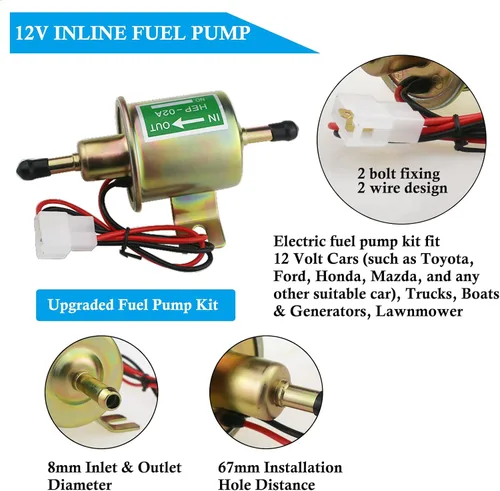Miniatura 2 de Kit de bomba de combustible eléctrica universal para todos los autos, camiones, barcos, motores de carburador, cortacésped de 12 V, bomba