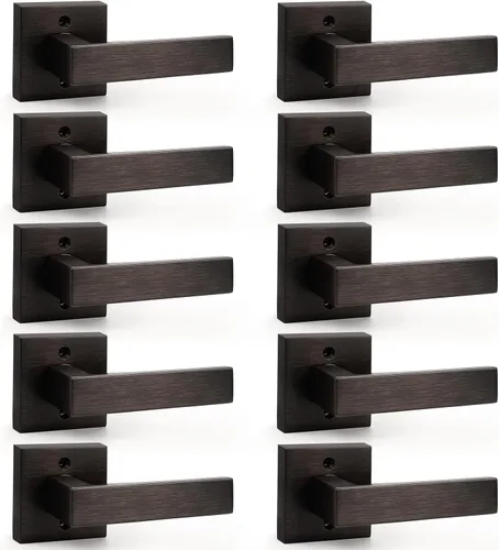 Miniatura 86 de Probrico Paquete de 4 manijas de puerta simuladas en negro mate, manijas interiores que no giran, manijas reversibles resistentes para interiores
