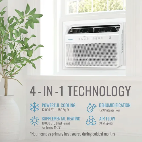 Miniatura 10 de Keystone Energy Star - Aire acondicionado inversor montado en ventana de 8,000 BTU con calor suplementario, unidad de aire acondicionado de ventana