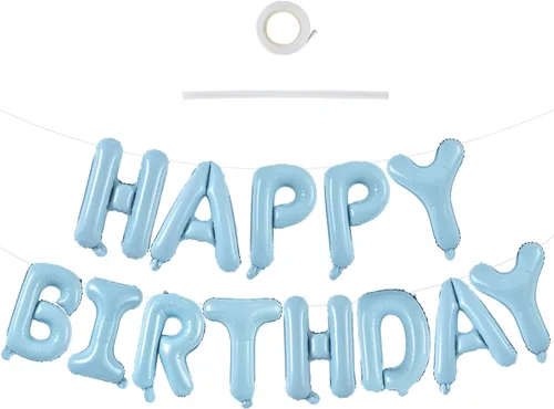Miniatura 38 de TONIFUL Pancarta de Globos Negros de Feliz Cumpleaños de 16 Pulgadas con Letras de Papel de Aluminio Mylar, Cartel Banderín Reutilizable