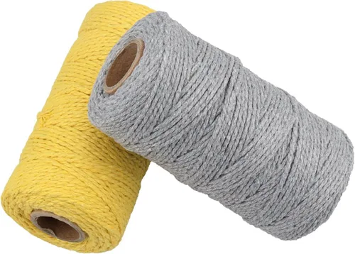 Miniatura 8 de Carrete de hilo de algodón de 656 pies de 10 capas, cuerda para manualidades y envoltura de regalos (negro + amarillo)