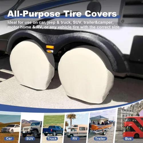 Miniatura 4 de Explore Land - Fundas para neumáticos, 2 unidades - Protector resistente para ruedas para camionetas, SUV, remolque, cámper, vehículos recreativos
