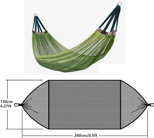 Miniatura 2 de RANIT Hamaca para exteriores, hamaca de malla de nailon súper suave y transpirable, carga máxima de 650 libras (verde militar)