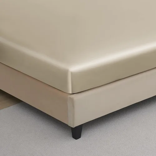 Miniatura 5 de Sábana bajera ajustable de satén de seda Twin Extra Long, sábanas de cama individuales suaves de bolsillo profundo vendidas por separado, sin Gris