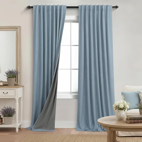 Miniatura 18 de KOUFALL - Cortinas de medio estilo francés de lino para ventana, juego de 2 cortinas cortas de 40 pulgadas de longitud, para privacidad, cortinas