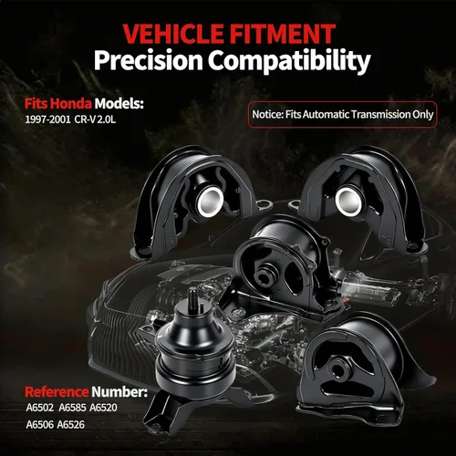 Miniatura 2 de Soporte de motor compatible con Fit Honda CR-V 1997 1998 1999 2000 2001 L4 2.0L, transmisión automática 5 piezas
