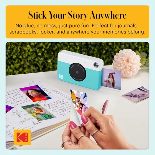 Miniatura 5 de KODAK Printomatic - Cámara digital de impresión instantánea a todo color de 5 MP, fotos coloridas en papel fotográfico con respaldo adhesivo Zink