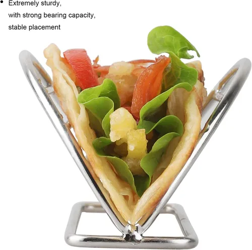 Miniatura 3 de Soporte para tacos de acero inoxidable, soporte para tacos, juego de cocina para tortillas, burritos, fiestas y restaurantes (soportes para taco)
