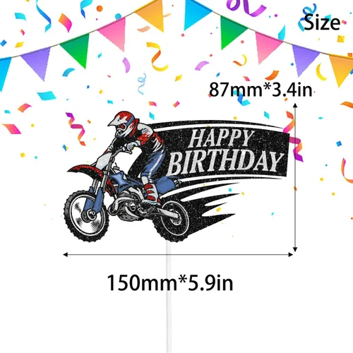 Miniatura 2 de Decoración para tartas de motocross con temática de automóvil para niños, decoración de salto de motocicleta, decoración de salto de motocicleta