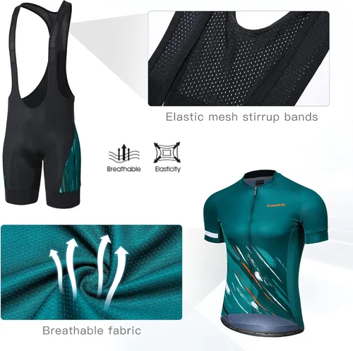 Miniatura 4 de Santic Men's Cycling Jersey Set Bib Shorts 4D Padded Short Sleeve Outfits Set Quick-dry