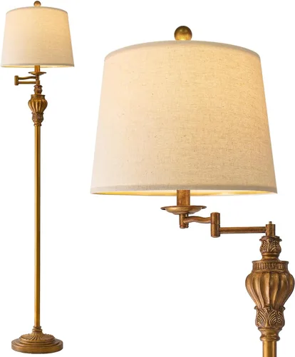 Miniatura 10 de G-SAFAVA Lámpara de pie vintage de 61 pulgadas con brazo oscilante ajustable de 350°, lámpara de pie para dormitorio, sala de estar, mesita