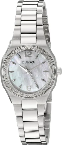 Bulova 96R199 Diamond Gallery Reloj blanco de cuarzo japonés con pantalla analógica para mujer, MadreperlaMarrón, Reloj de cuarzo