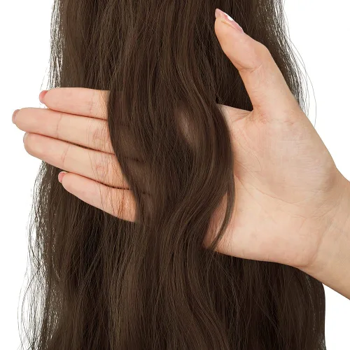 Miniatura 3 de OMGREAT Extensión de cola de caballo con clip de garra de 18 pulgadas, extensiones de cabello rizado ondulado largo para mujer, clip de mandíbula