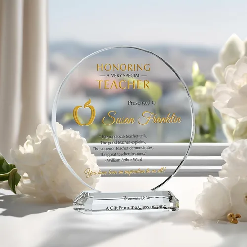 Miniatura 3 de Placa de cristal personalizada de agradecimiento para profesores, grabada a medida con el nombre del profesor y del dador de regalos, regalo único