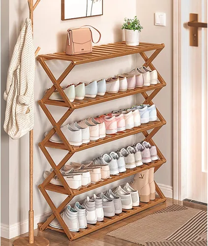 Miniatura 4 de Zapatero plegable multicapa organizador de almacenamiento a prueba de polvo armario de zapatos instalación gratuita de la puerta del hogar