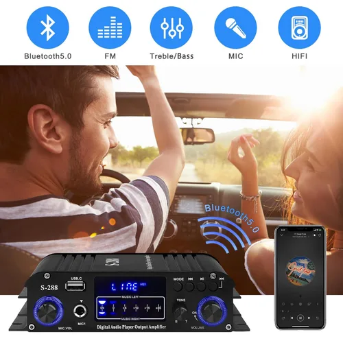Miniatura 3 de Amplificador de audio estéreo para altavoces del hogar S-288 Bluetooth 5.0 HiFi Mini amplificadores de componentes de audio Receptor 4.0CH RMS 40Wx4