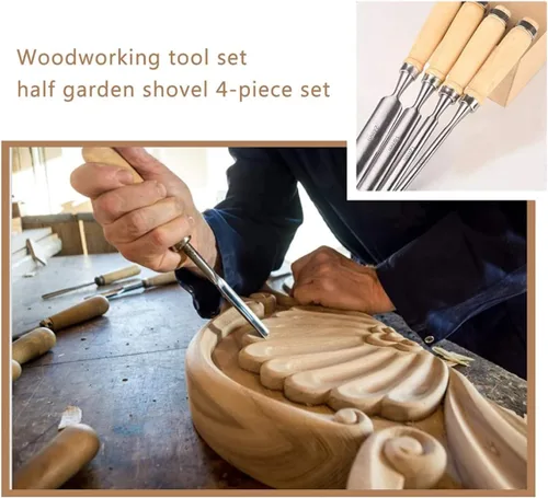 Miniatura 2 de Cuchillo para tallar cinceles de madera, cincel de mano semicircular, cincel para carpintería, medio círculo, para principiantes, aficionados