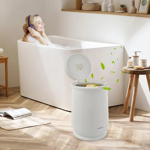 Miniatura 2 de COSTWAY - Calentador de toallas para baño, calentador grande de 21L con tapa abatible, cerradura de seguridad para niños, apagado automático de 1H