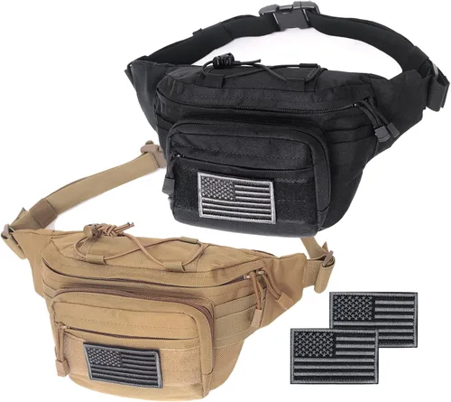 Miniatura 12 de Riñonera táctica, bolsa de cintura militar con cinturón de cadera, bolsas de utilidad para senderismo, escalada, pesca al aire libre con parche de 1