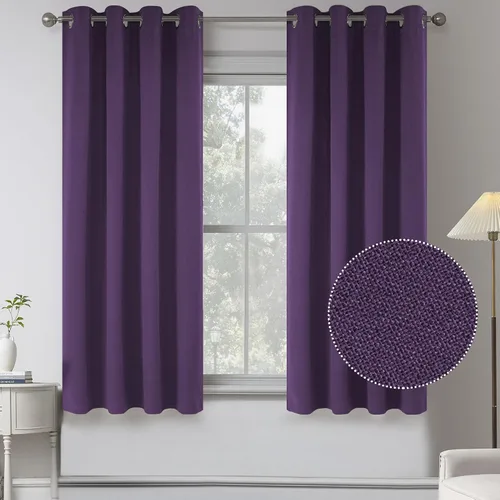 Miniatura 58 de KEQIAOSUOCAI Cortinas de lino 100% opacas de 100 pulgadas de largo, 2 paneles para dormitorio, estilo casa de campo moderna, completamente negro