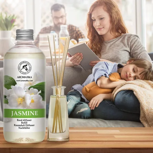 Miniatura 6 de Juego de repuesto para difusor de varillas de vainilla y jazmín con aceite esencial de jazmín, 34 onzas líquidas, 2 x 16.9 fl oz, repuesto