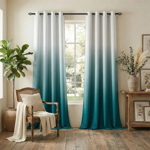 NICETOWN Cortinas degradadas para oscurecer la habitación, color verde azulado marino para ventanas de 95 pulgadas de largo, cortinas decorativas