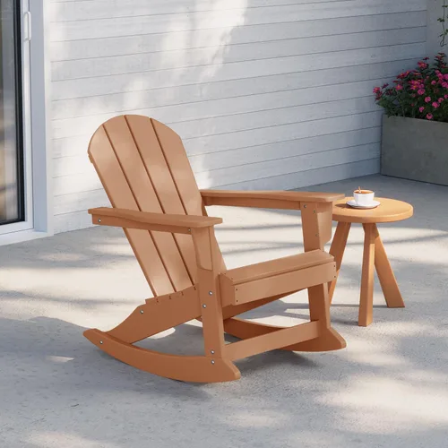 Miniatura 204 de WestinTrends Silla mecedora Malibu de poliéster para exterior/patio Adirondack, Negra