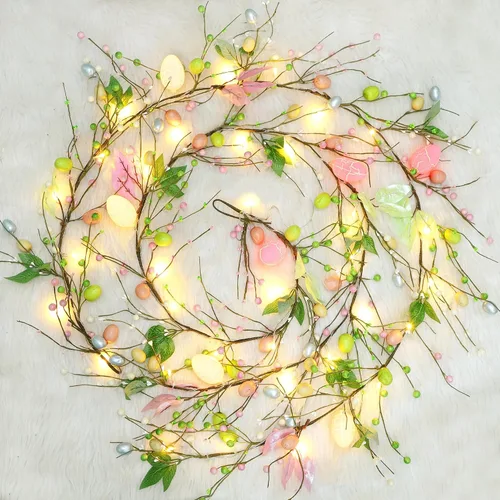Miniatura 8 de ATDAWN Guirnalda de Navidad de huevo de Pascua de 6 pies, guirnalda de Navidad a pilas con luces, guirnalda de huevos de Navidad para Pascua