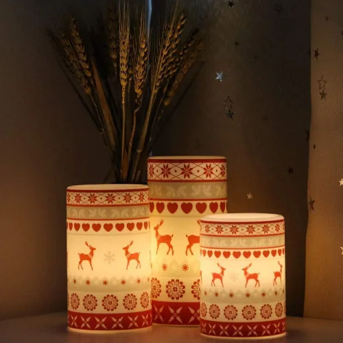 Miniatura 2 de GenSwin Velas parpadeantes sin llama de ciervo que funcionan con pilas con temporizador de 6 horas, velas LED de pilar de cera real, luz cálida