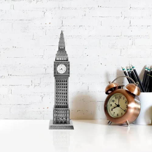 Miniatura 9 de HOMSFOU Big Ben Modelo Arquitectura Escultura Aleación Modelo de Edificio Ornamento para Decoración del Hogar Mesa Pantalla 7.08 Pulgadas Londres