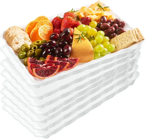 Miniatura 11 de Plasticpro - Bandejas de plástico para servir, rectangulares, 9 x 13 pulgadas, plato desechable para fiesta, incluye 4 bandejas Transparente