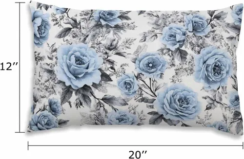 Miniatura 2 de EKOBLA Funda de almohada decorativa de tiro con diseño de flores y hojas azules, patrón floral de acuarela, pintura de tinta, fundas de almohada