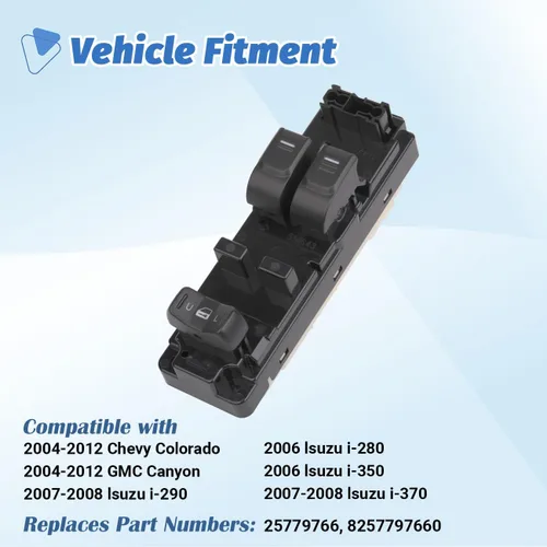 Miniatura 2 de Interruptor de ventana maestro con botón de control de potencia lateral del conductor compatible con Chevy Colorado GMC Canyon 2004-2012, Isuzu