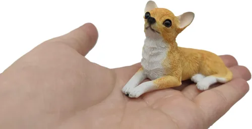 Miniatura 10 de 1 mini estatuilla de resina de Chihuahua de 2 pulgadas, mini regalos conmemorativos para perros, figuras de perro, decoración de automóvil, Negro