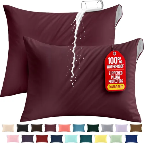 Miniatura 24 de Utopia Bedding Protector de almohada impermeable, con cremallera, paquete de 2, beige, estándar, funda de almohada a prueba de chinches, de 20 x 26