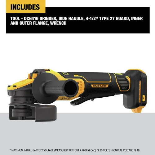 Miniatura 3 de DEWALT FLEXVOLT ADVANTAGE 20V MAX* Amoladora angular, interruptor de paleta, 4-1/2 pulgadas a 5 pulgadas, solo herramienta (DCG416B)