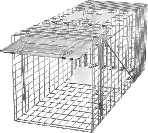Miniatura 10 de ZENY Jaula de acero para animales vivos, jaula de roedores para conejos, gatos callejeros, ardillas, mapaches, topos, topes, pollo, zarigüeya