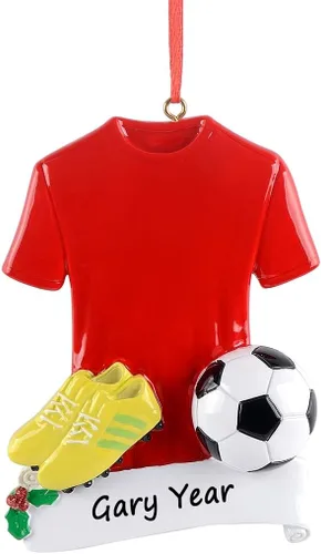 Miniatura 7 de Adornos de Navidad de fútbol personalizados – Adorno de fútbol 2025 – Adornos para fanáticos de los deportes – Regalos de atletismo rojo – Adorno