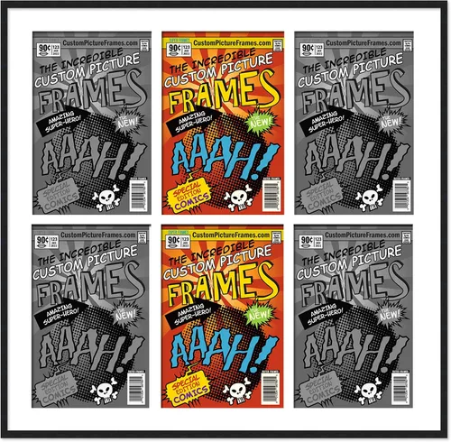 Miniatura 55 de Marco de cómic negro con alfombrilla negra para cómics de la Edad Dorada