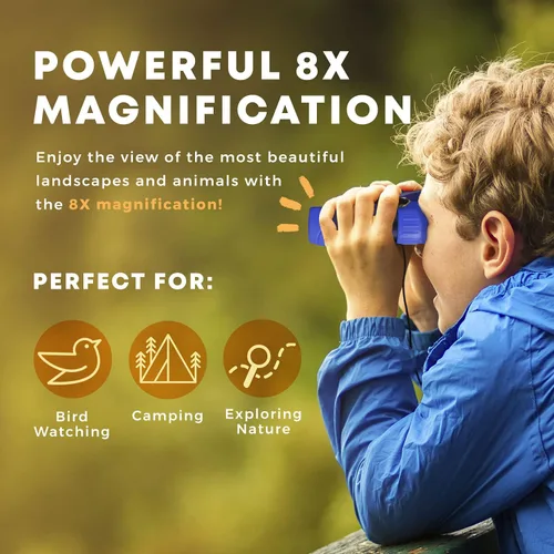 Miniatura 4 de Binoculares para niños – Juguete perfecto para niños pequeños y niñas – Juego extenso que incluye lupa y brújula – Potente aumento 8 x 21 – niños
