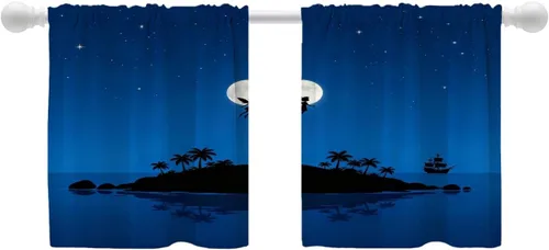 Miniatura 41 de Shrahala Cortinas de hojas de arce otoñales para ventanas de cocina, hojas rojas ardientes, fondo marrón, paneles de cortina de ventana de poliéster