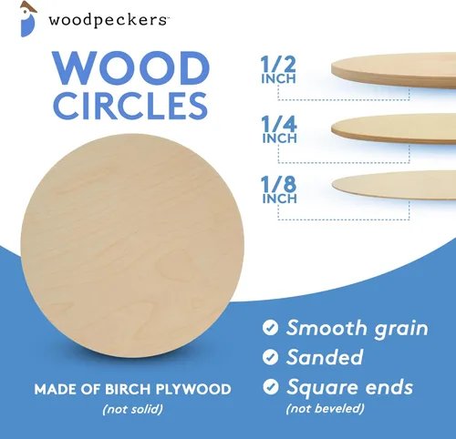 Miniatura 6 de Círculos de madera 14 pulgadas 1/2 pulgada de grosor, placas de abedul sin acabado, paquete de 3 círculos de madera para manualidades y rondas