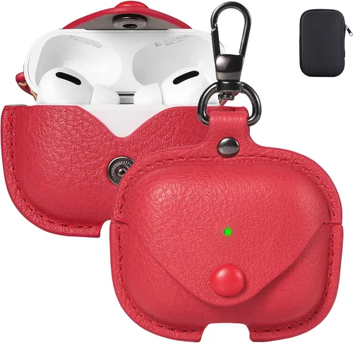 Miniatura 18 de Maxjoy Funda de cuero para AirPods 4, funda de cuero para AirPods de 4ª generación, funda protectora de cuero con llavero compatible con Apple Negro