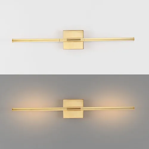 Miniatura 5 de JONATHAN Y Aplique de pared LED integrado de latón dorado de 28 pulgadas, luz de tocador de metal para espejo de baño, dormitorio, pasillo, elegante