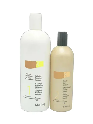 K C Champú desenredante hidratante (32 onzas) y acondicionador Humecto Creme (16 onzas) Set – Sistema profesional de humedad y desenredante para