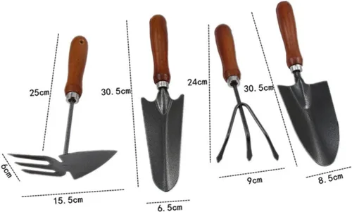 Miniatura 3 de UKCOCO 1set Mini Stoving Varnish Shovel Set Durable Iron Spade Planting Tool with Handle for Gardening for Transplanting and Cultivating Flowers 4pcs